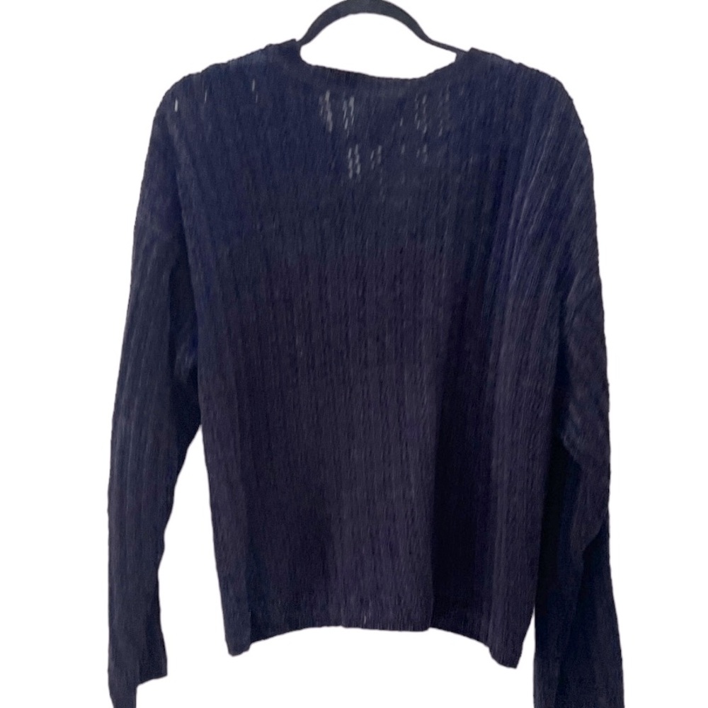 Vintage Eileen Fisher Navy Blue Chenille Long Sleeved Cardigan Sweater S - Picture 5 of 6